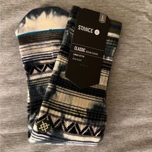 Stance Men's Crew Socks Size L (9-12) Medium Cushion  Black White Blue NWT
